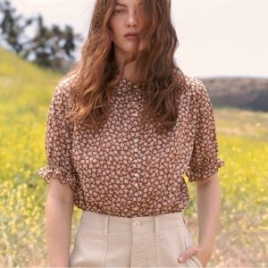 THE GREAT. The Kerchief Top in Sweet Tea Floral size 1. NWT.